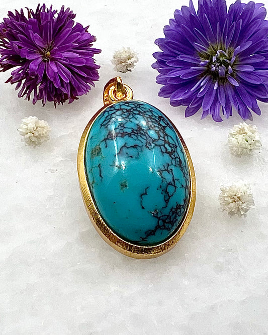 Turquoise in .750 1-1.5 Micron Gold Plating over .925 Silver
