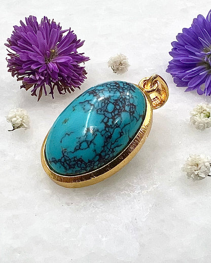 Turquoise in .750 1-1.5 Micron Gold Plating over .925 Silver
