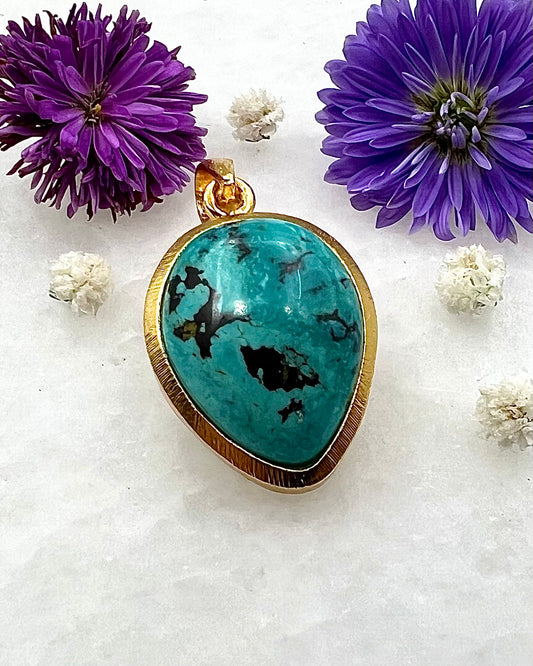 Turquoise in .750 1-1.5 Micron Gold Plating over .925 Silver
