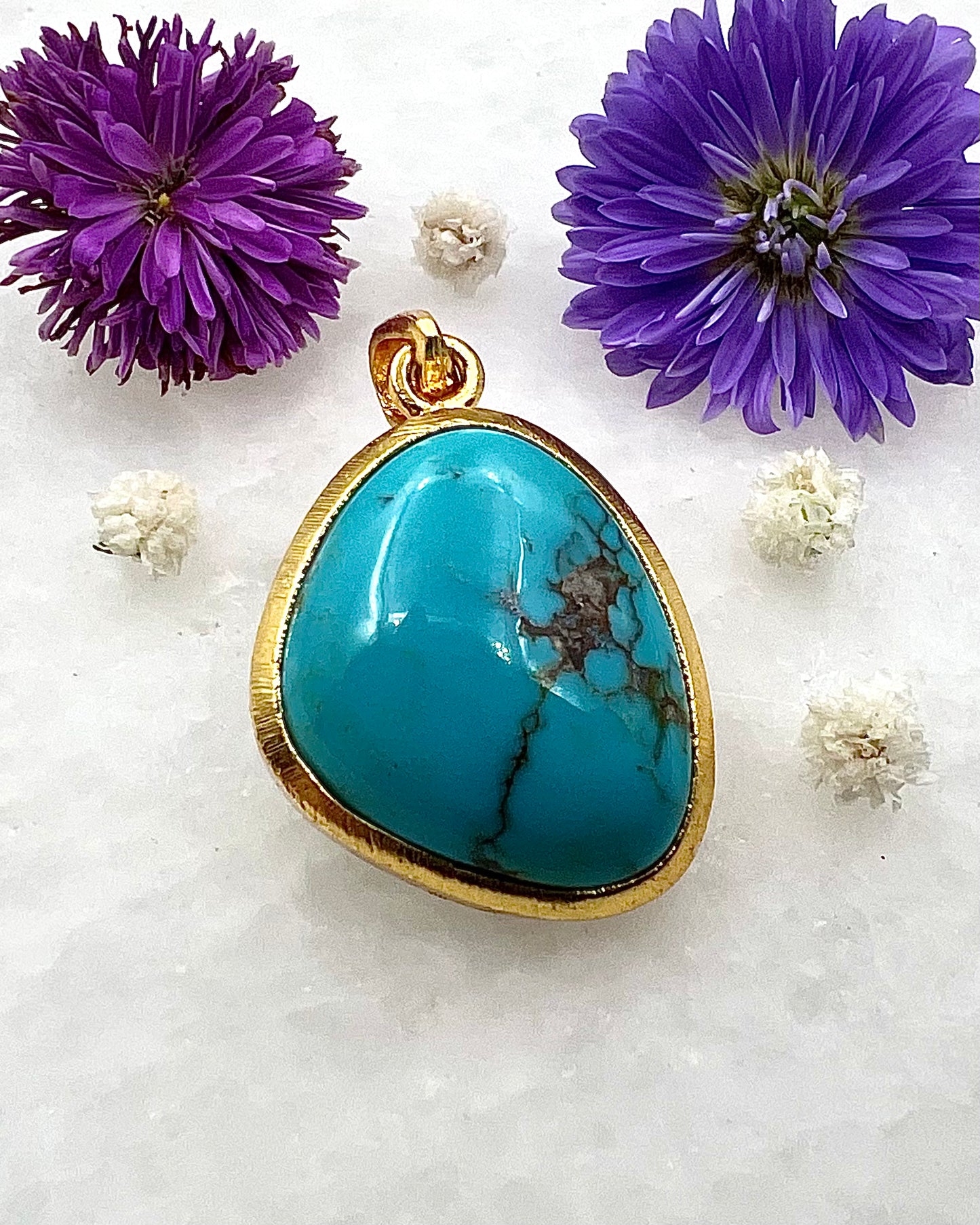 Turquoise in .750 1-1.5 Micron Gold Plating over .925 Silver