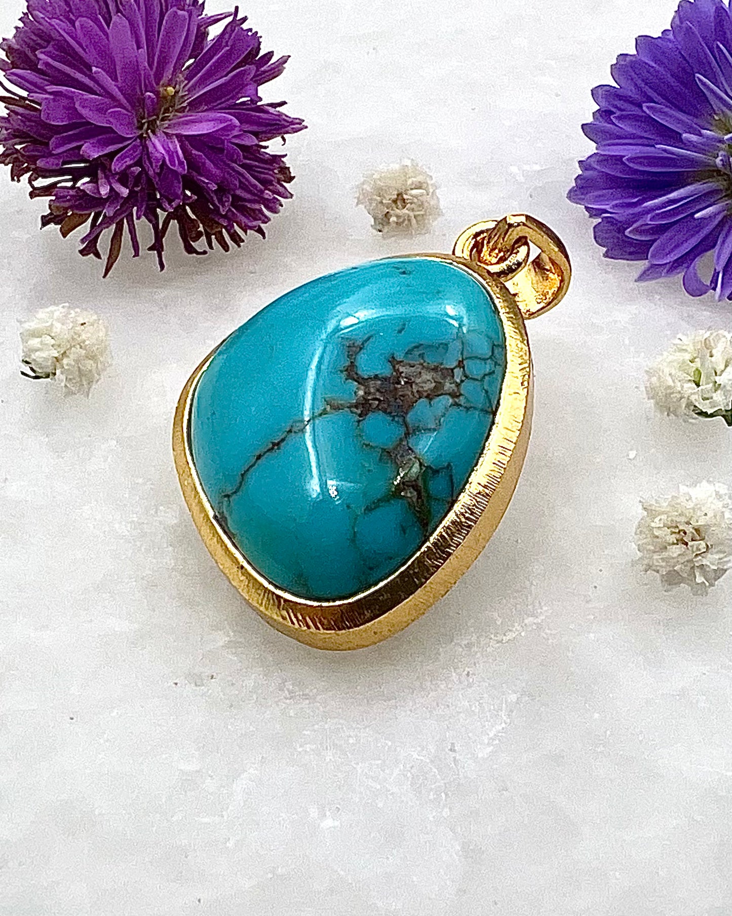 Turquoise in .750 1-1.5 Micron Gold Plating over .925 Silver