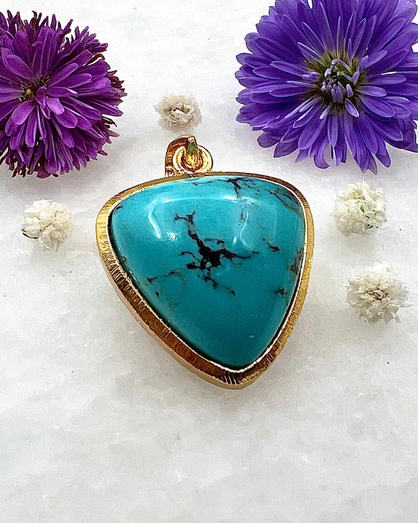 Turquoise in .750 1-1.5 Micron Gold Plating over .925 Silver