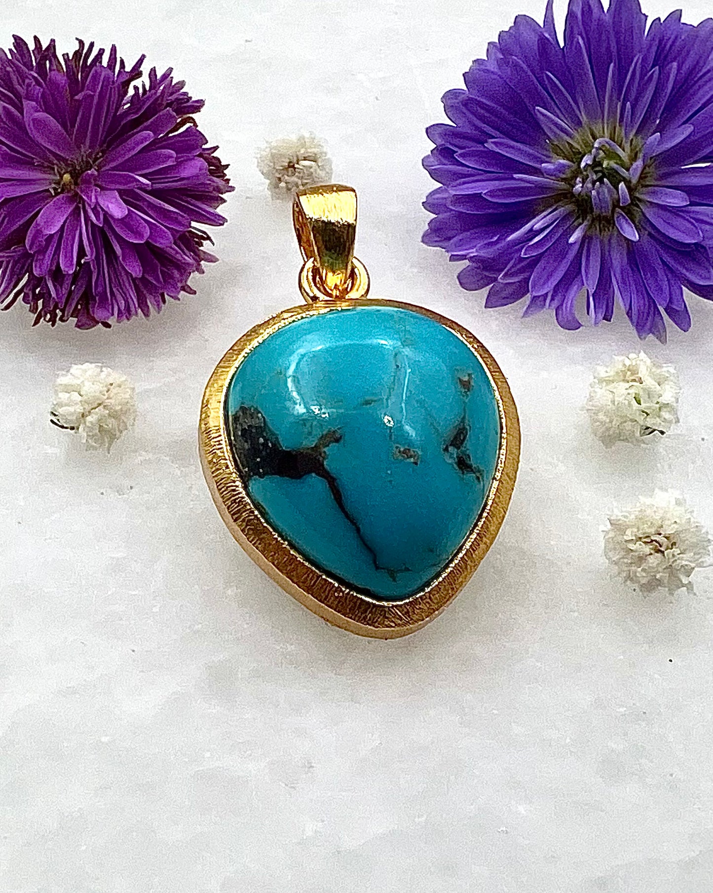 Turquoise in .750 1-1.5 Micron Gold Plating over .925 Silver