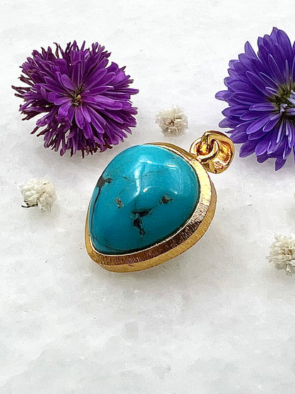 Turquoise in .750 1-1.5 Micron Gold Plating over .925 Silver