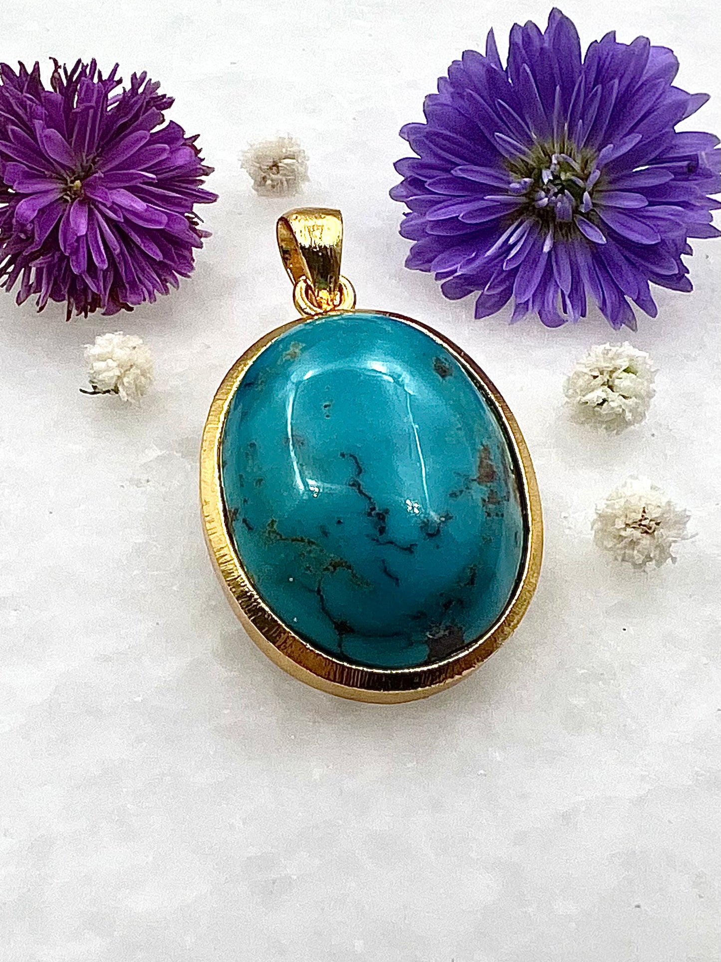 Turquoise in .750 1-1.5 Micron Gold Plating over .925 Silver