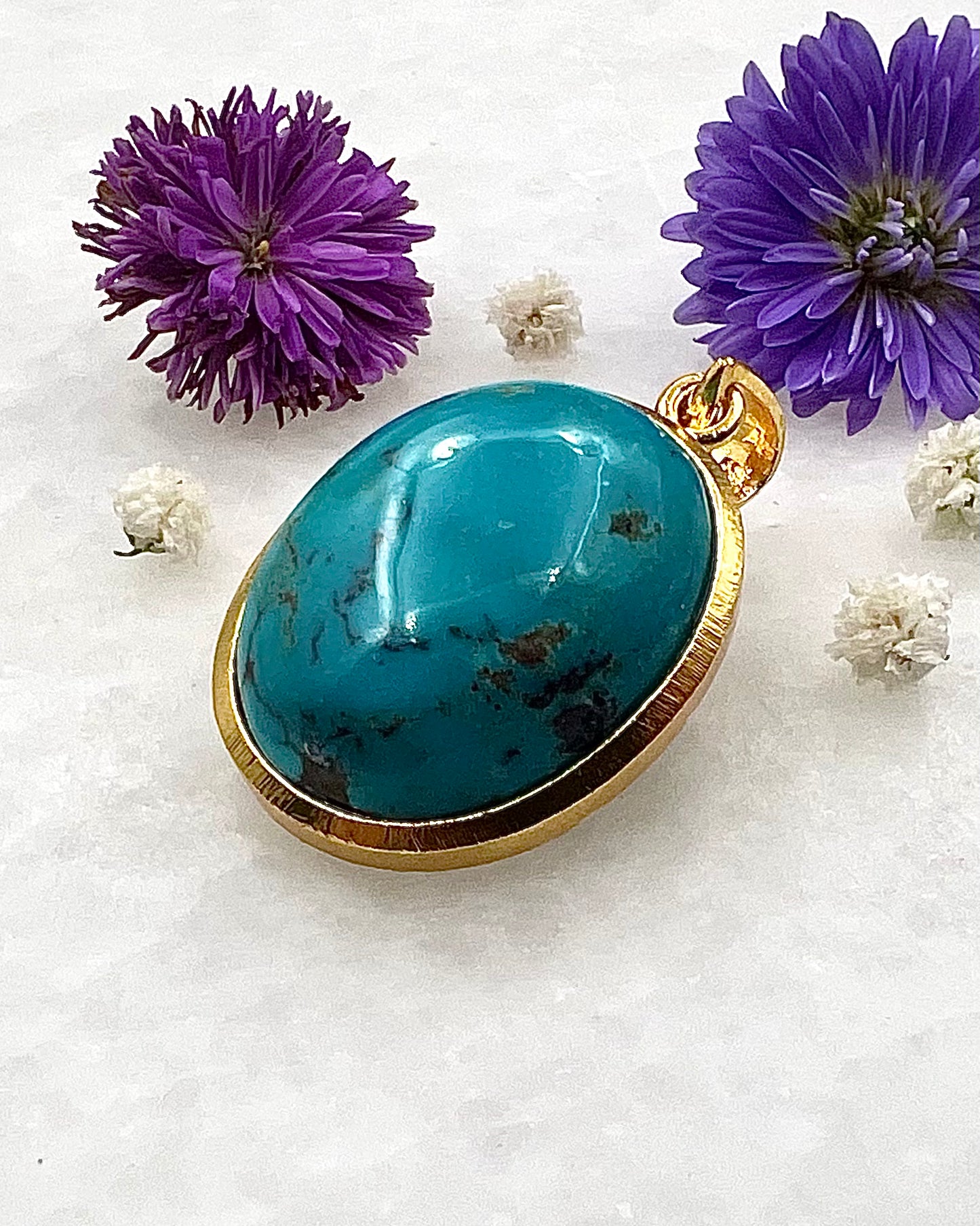 Turquoise in .750 1-1.5 Micron Gold Plating over .925 Silver