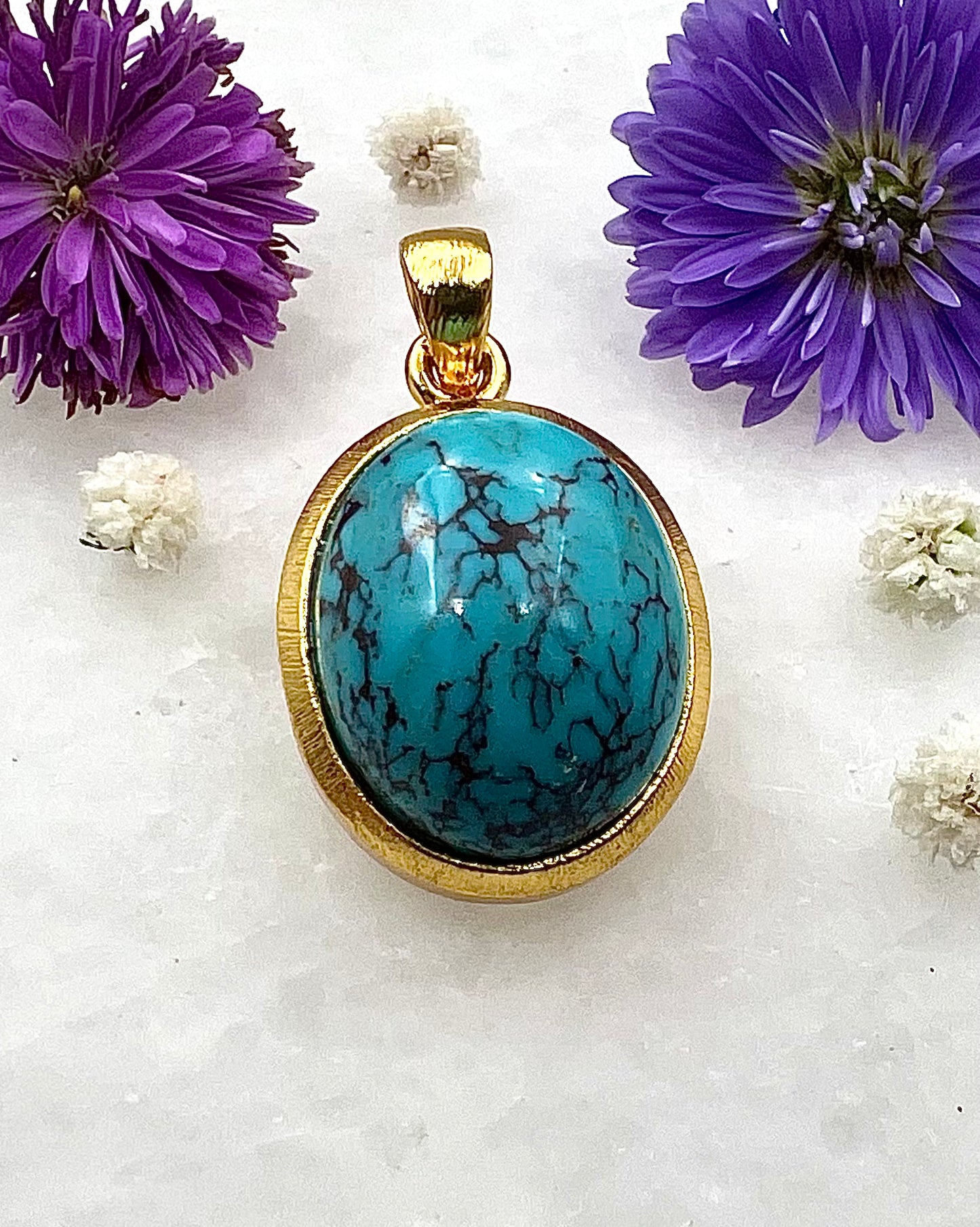 Turquoise in .750 1-1.5 Micron Gold Plating over .925 Silver