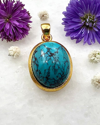 Turquoise in .750 1-1.5 Micron Gold Plating over .925 Silver