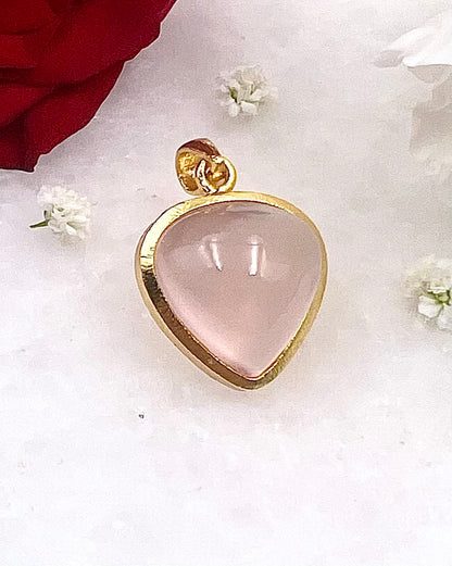 Rose Quartz in .750 1-1.5 Micron Gold Plating over .925 Silver