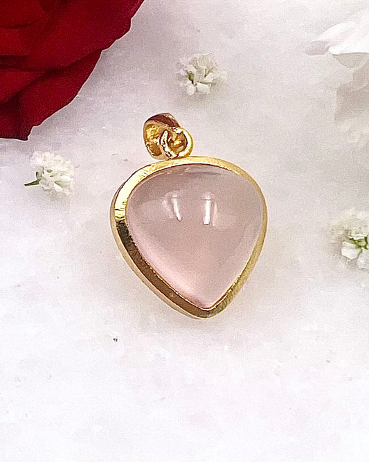 Rose Quartz in .750 1-1.5 Micron Gold Plating over .925 Silver