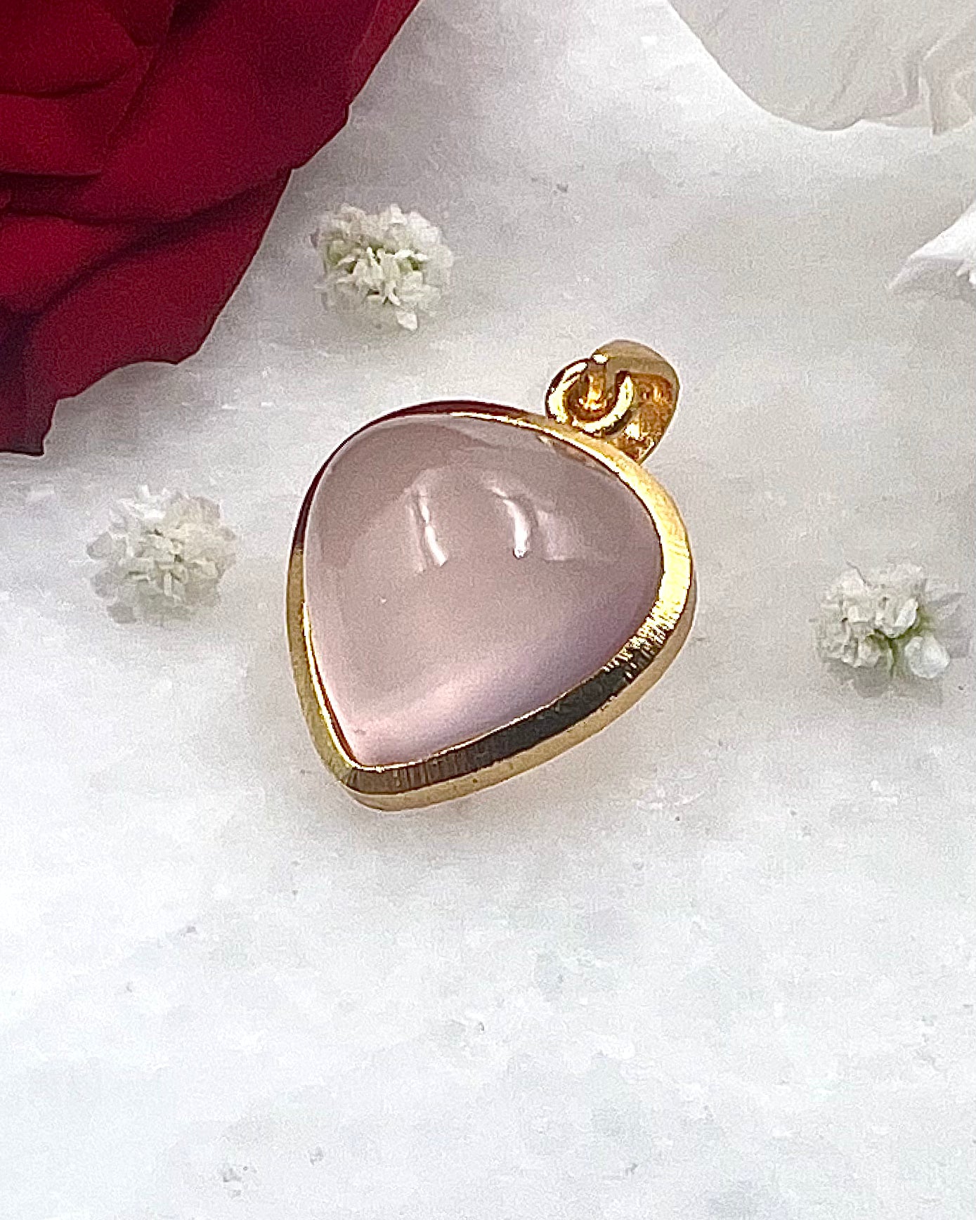 Rose Quartz in .750 1-1.5 Micron Gold Plating over .925 Silver