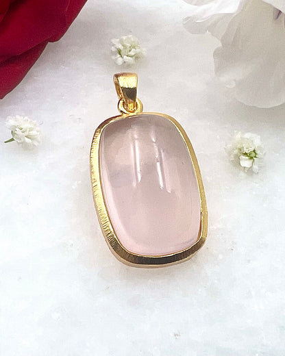 Rose Quartz in .750 1-1.5 Micron Gold Plating over .925 Silver