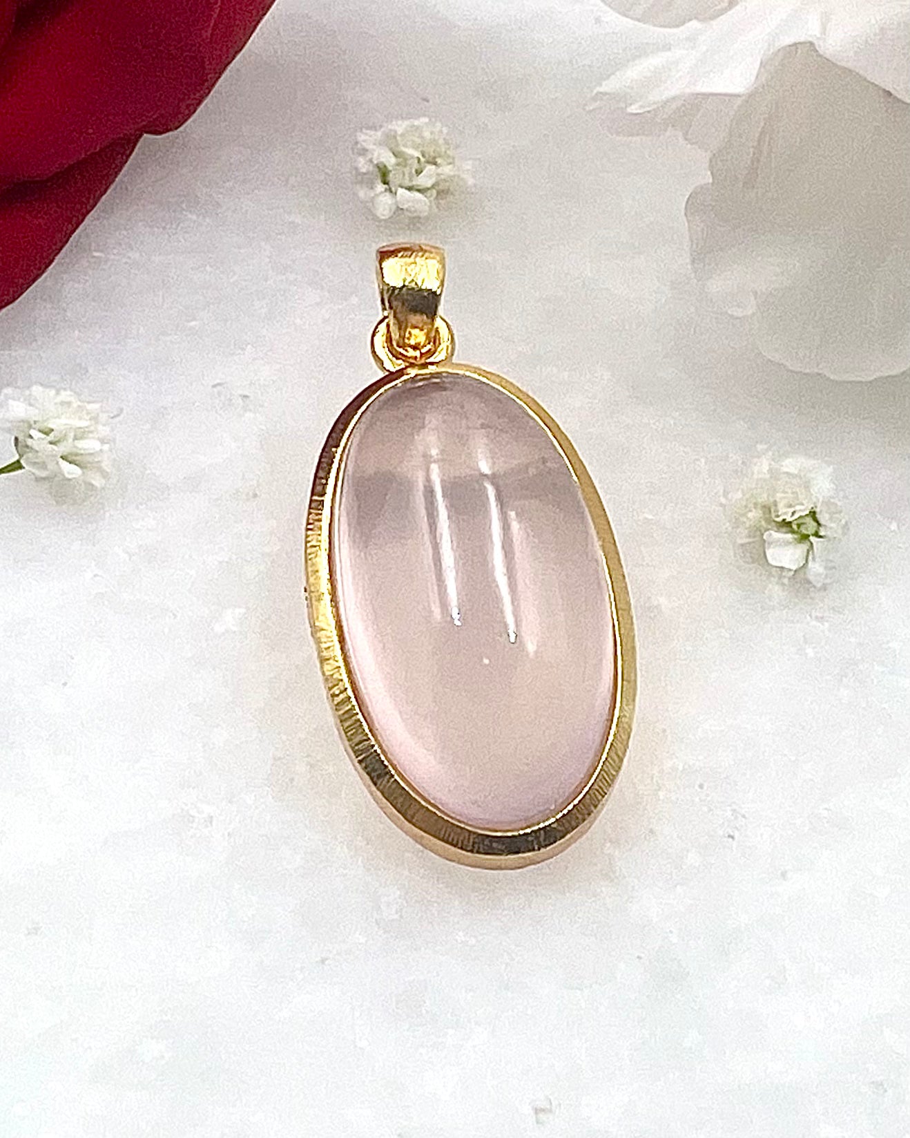 Rose Quartz in .750 1-1.5 Micron Gold Plating over .925 Silver