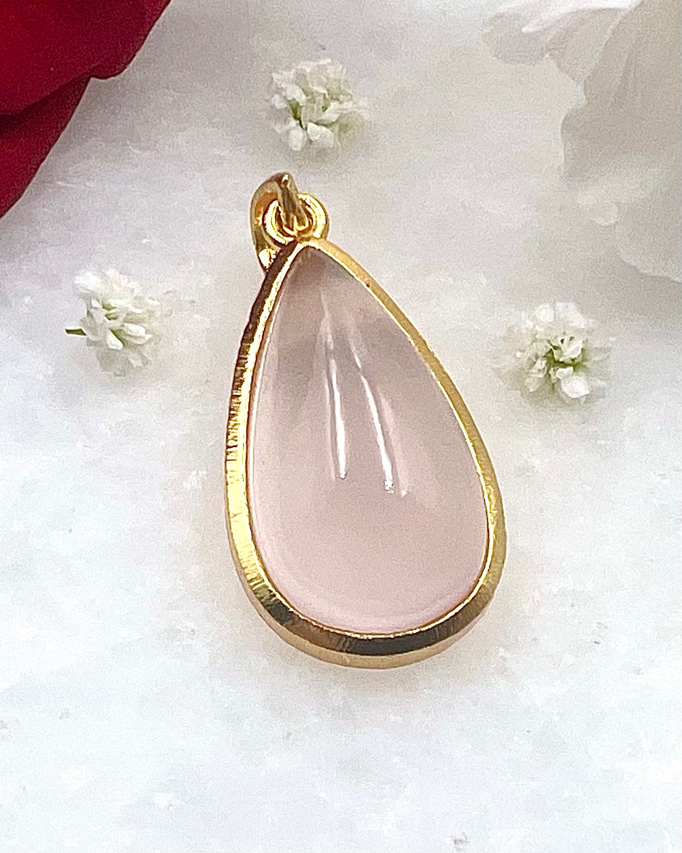 Rose Quartz in .750 1-1.5 Micron Gold Plating over .925 Silver