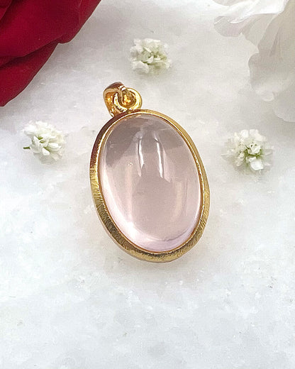 Rose Quartz in .750 1-1.5 Micron Gold Plating over .925 Silver