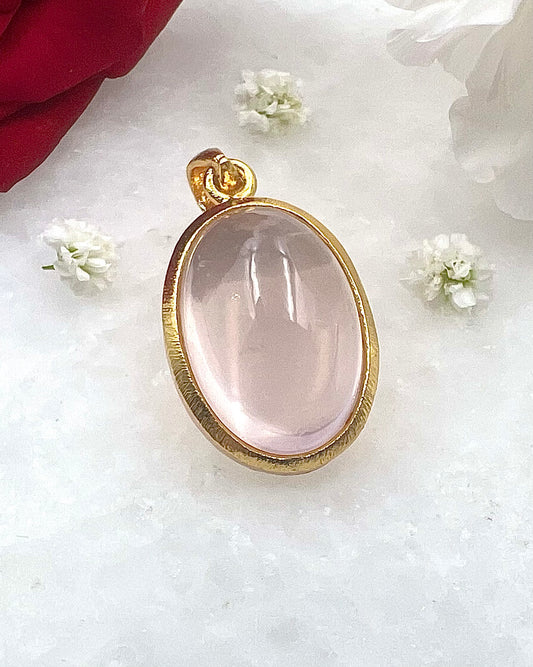 Rose Quartz in .750 1-1.5 Micron Gold Plating over .925 Silver