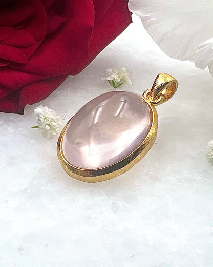 Rose Quartz in .750 1-1.5 Micron Gold Plating over .925 Silver