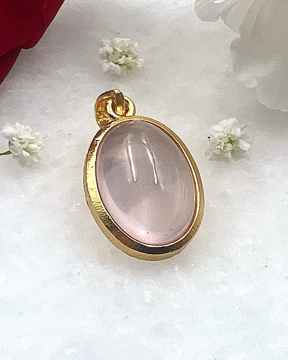 Rose Quartz in .750 1-1.5 Micron Gold Plating over .925 Silver