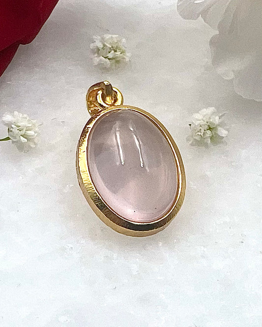Rose Quartz in .750 1-1.5 Micron Gold Plating over .925 Silver