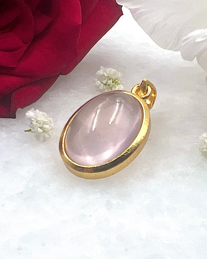 Rose Quartz in .750 1-1.5 Micron Gold Plating over .925 Silver
