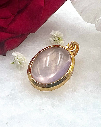 Rose Quartz in .750 1-1.5 Micron Gold Plating over .925 Silver