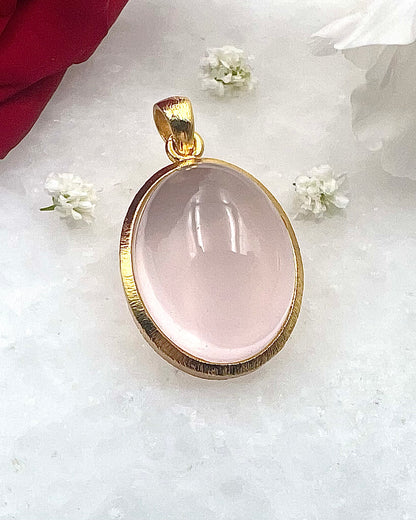 Rose Quartz in .750 1-1.5 Micron Gold Plating over .925 Silver