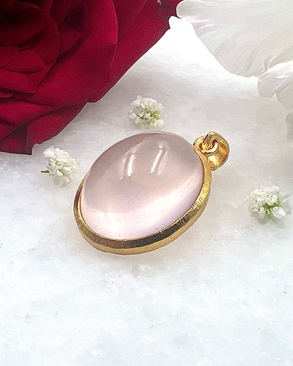 Rose Quartz in .750 1-1.5 Micron Gold Plating over .925 Silver