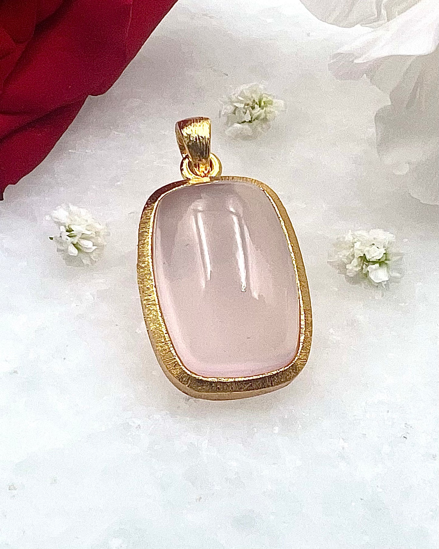 Rose Quartz in .750 1-1.5 Micron Gold Plating over .925 Silver