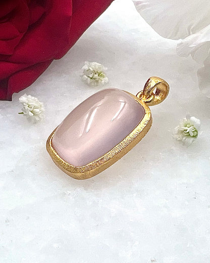 Rose Quartz in .750 1-1.5 Micron Gold Plating over .925 Silver
