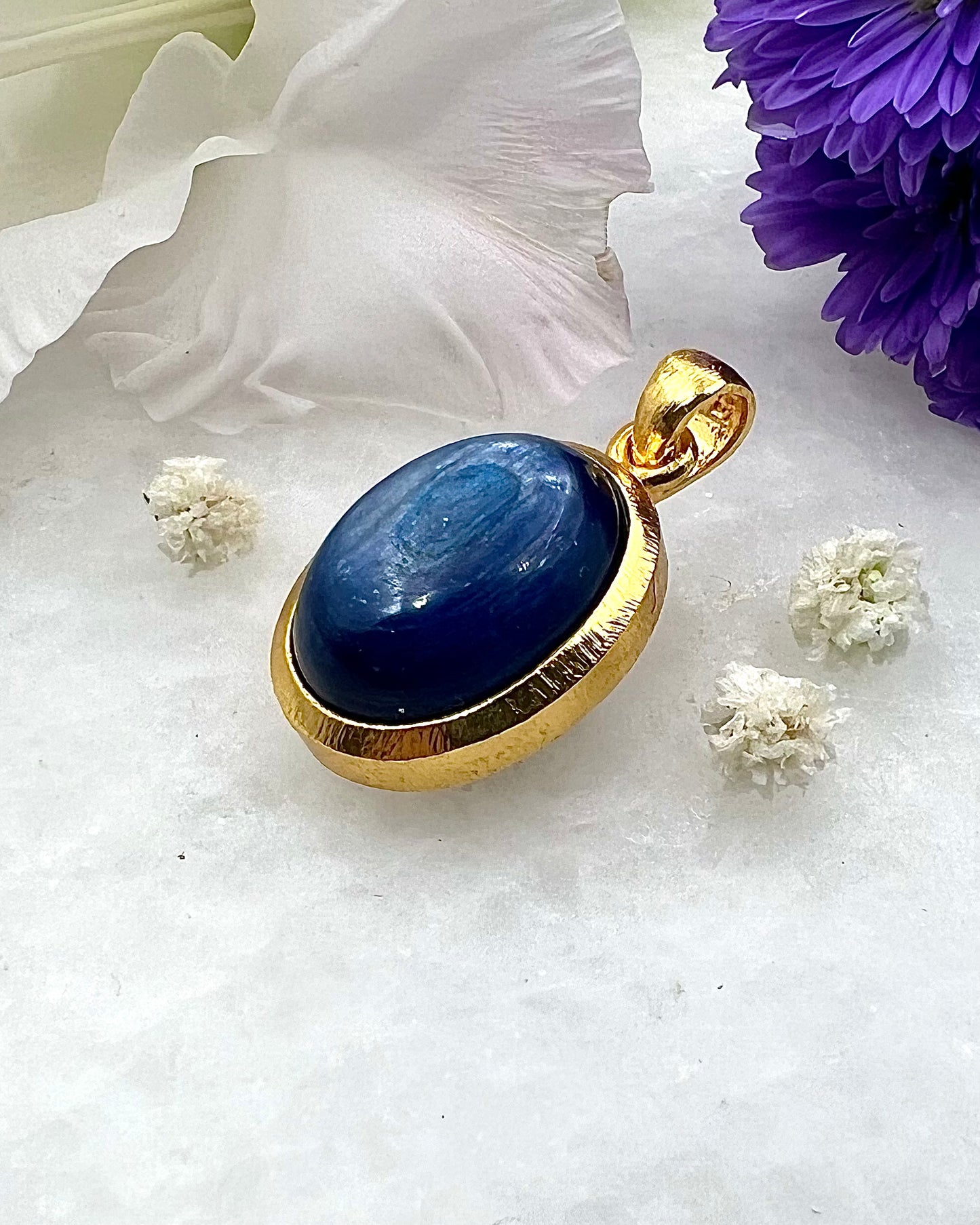 Kyanite in .750 1-1.5 Micron Gold Plating over .925 Silver