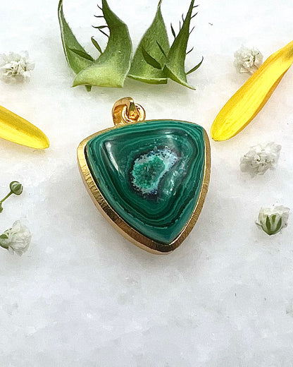 Azurite Malachite in .750 1-1.5 Micron Gold Plating over .925 Silver