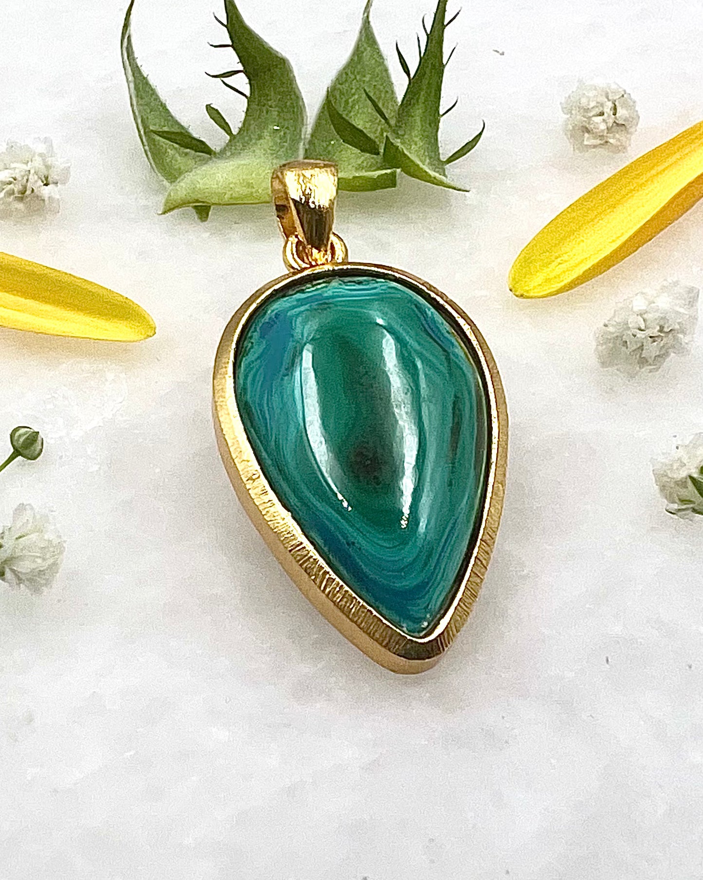 Azurite Malachite in .750 1-1.5 Micron Gold Plating over .925 Silver