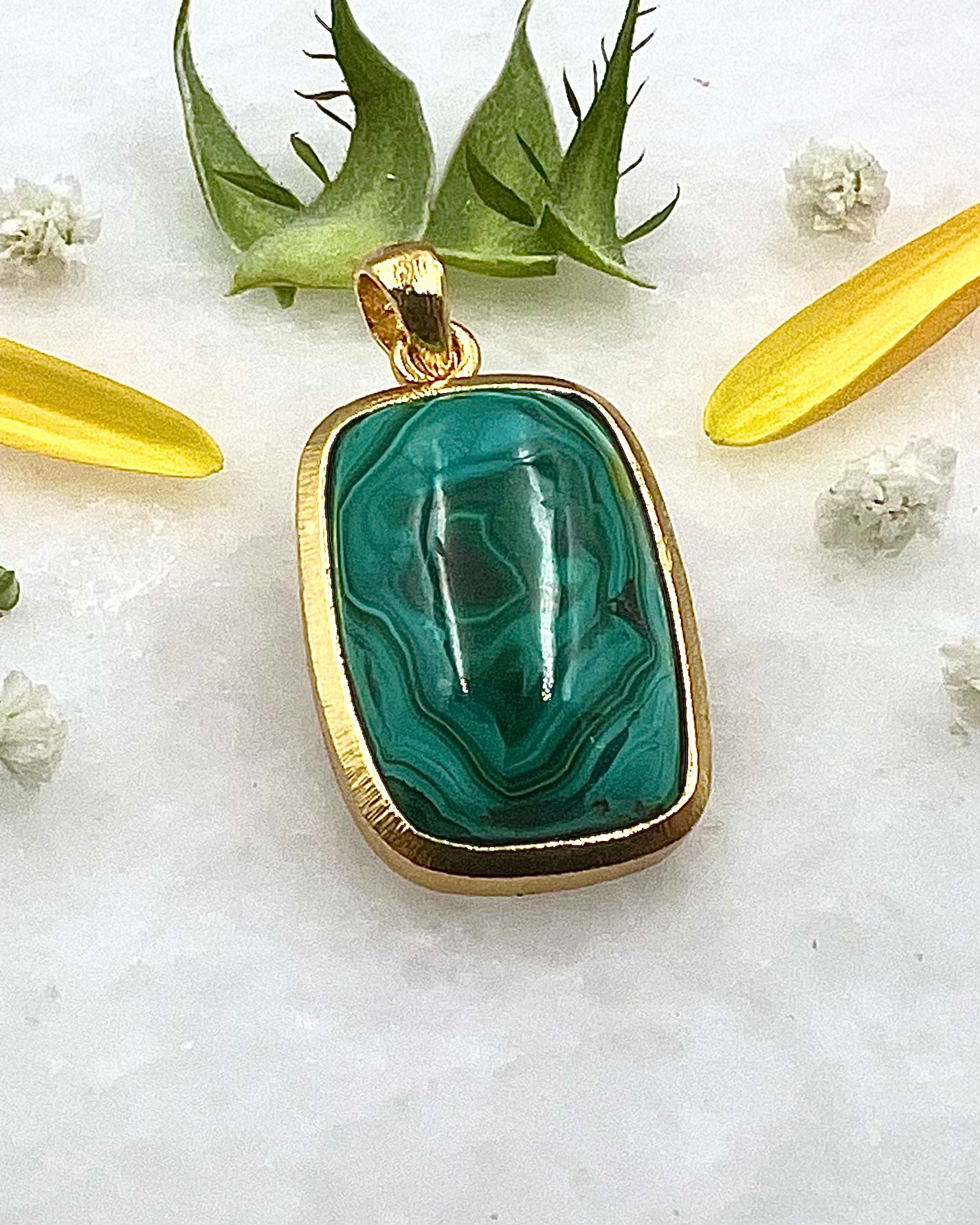 Azurite Malachite in .750 1-1.5 Micron Gold Plating over .925 Silver