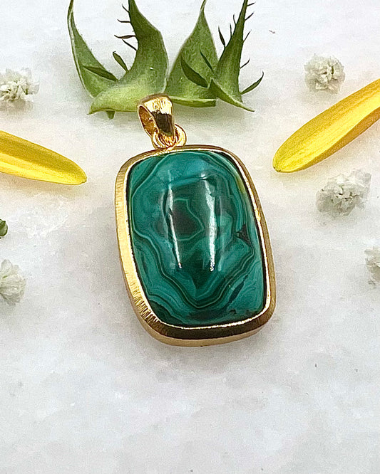 Azurite Malachite in .750 1-1.5 Micron Gold Plating over .925 Silver
