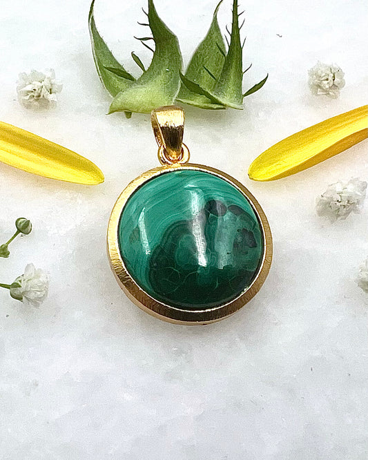 Azurite Malachite in .750 1-1.5 Micron Gold Plating over .925 Silver