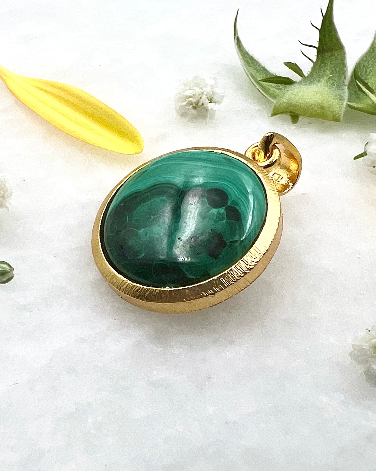 Azurite Malachite in .750 1-1.5 Micron Gold Plating over .925 Silver