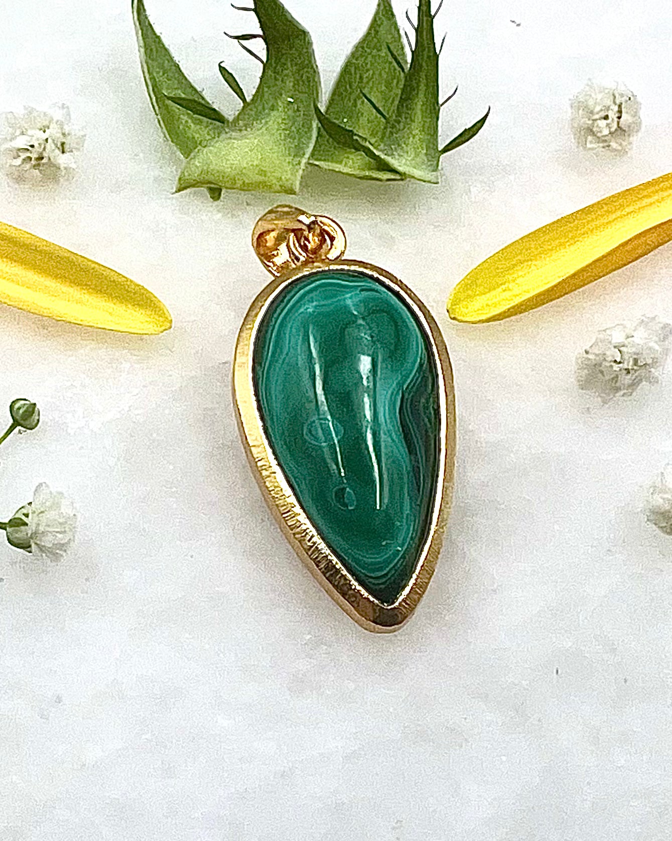 Azurite Malachite in .750 1-1.5 Micron Gold Plating over .925 Silver
