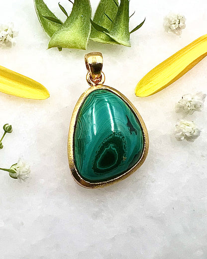 Azurite Malachite in .750 1-1.5 Micron Gold Plating over .925 Silver