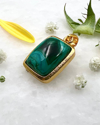 Azurite Malachite in .750 1-1.5 Micron Gold Plating over .925 Silver