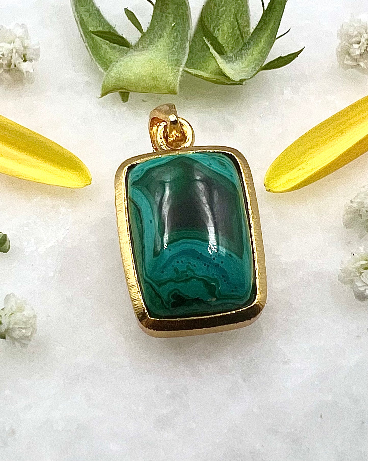 Azurite Malachite in .750 1-1.5 Micron Gold Plating over .925 Silver