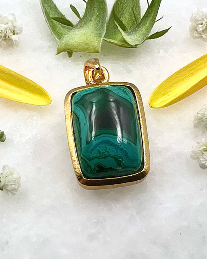 Azurite Malachite in .750 1-1.5 Micron Gold Plating over .925 Silver