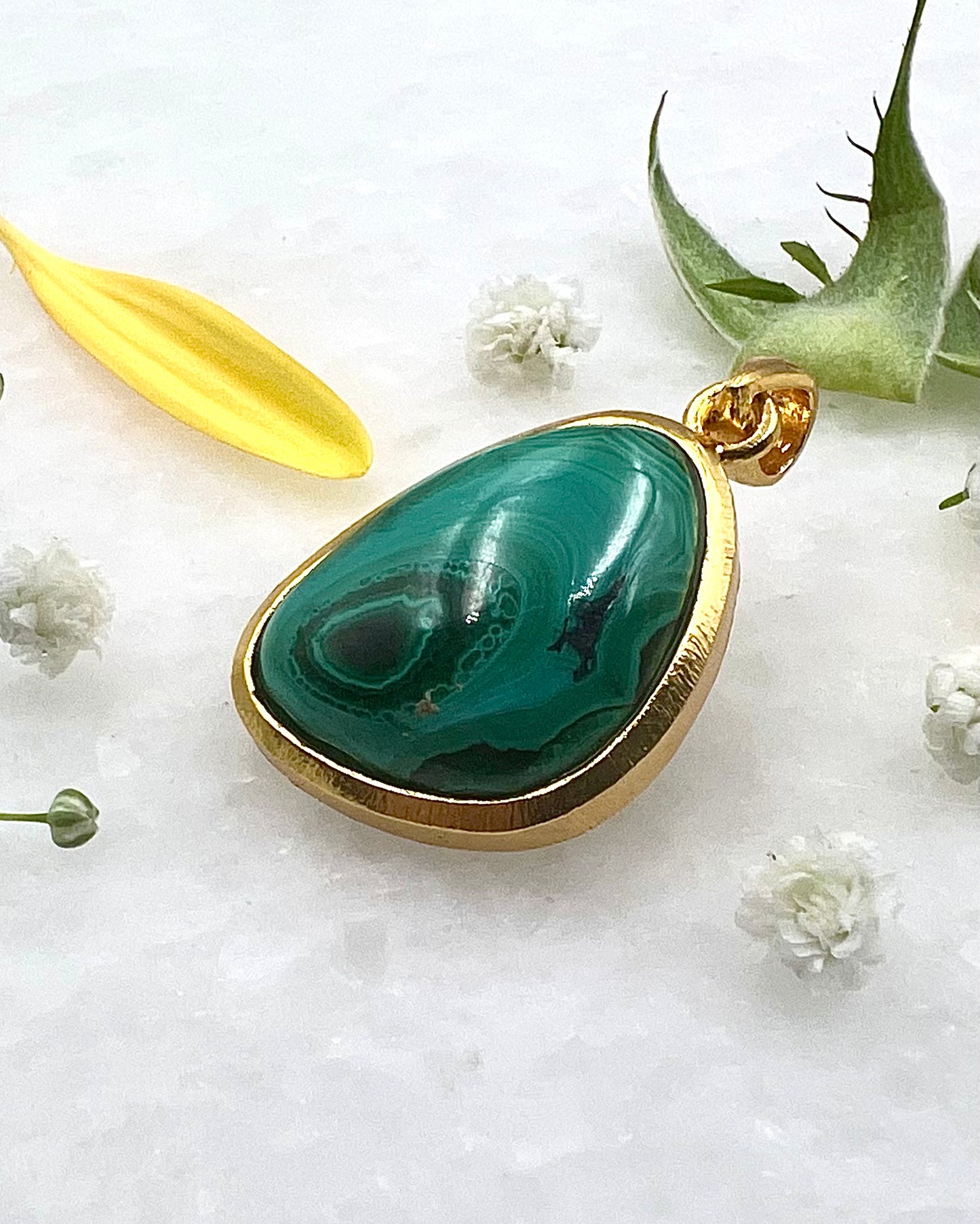 Azurite Malachite in .750 1-1.5 Micron Gold Plating over .925 Silver