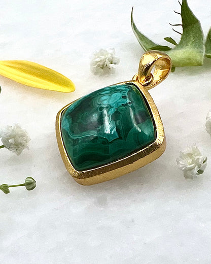 Azurite Malachite in .750 1-1.5 Micron Gold Plating over .925 Silver