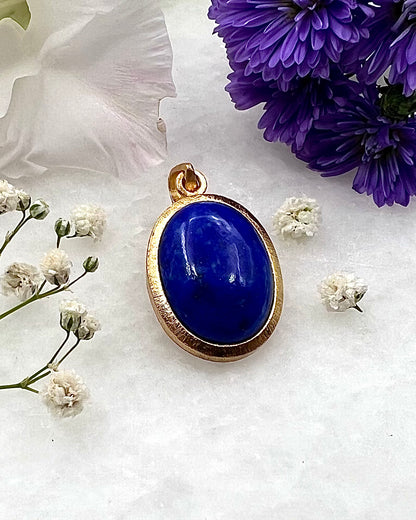 Lapis Lazuli in .750 1-1.5 Micron Gold Plating over .925 Silver