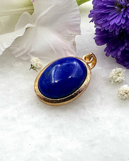Lapis Lazuli in .750 1-1.5 Micron Gold Plating over .925 Silver