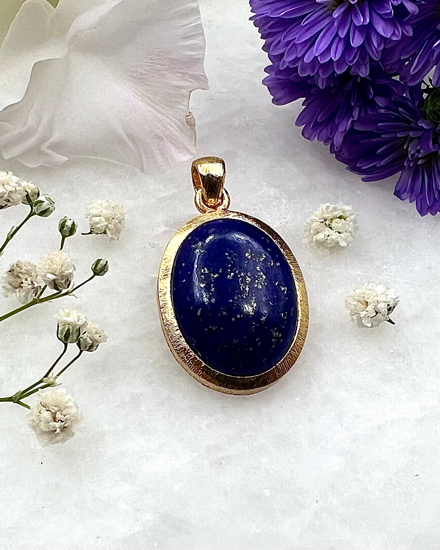 Lapis Lazuli in .750 1-1.5 Micron Gold Plating over .925 Silver