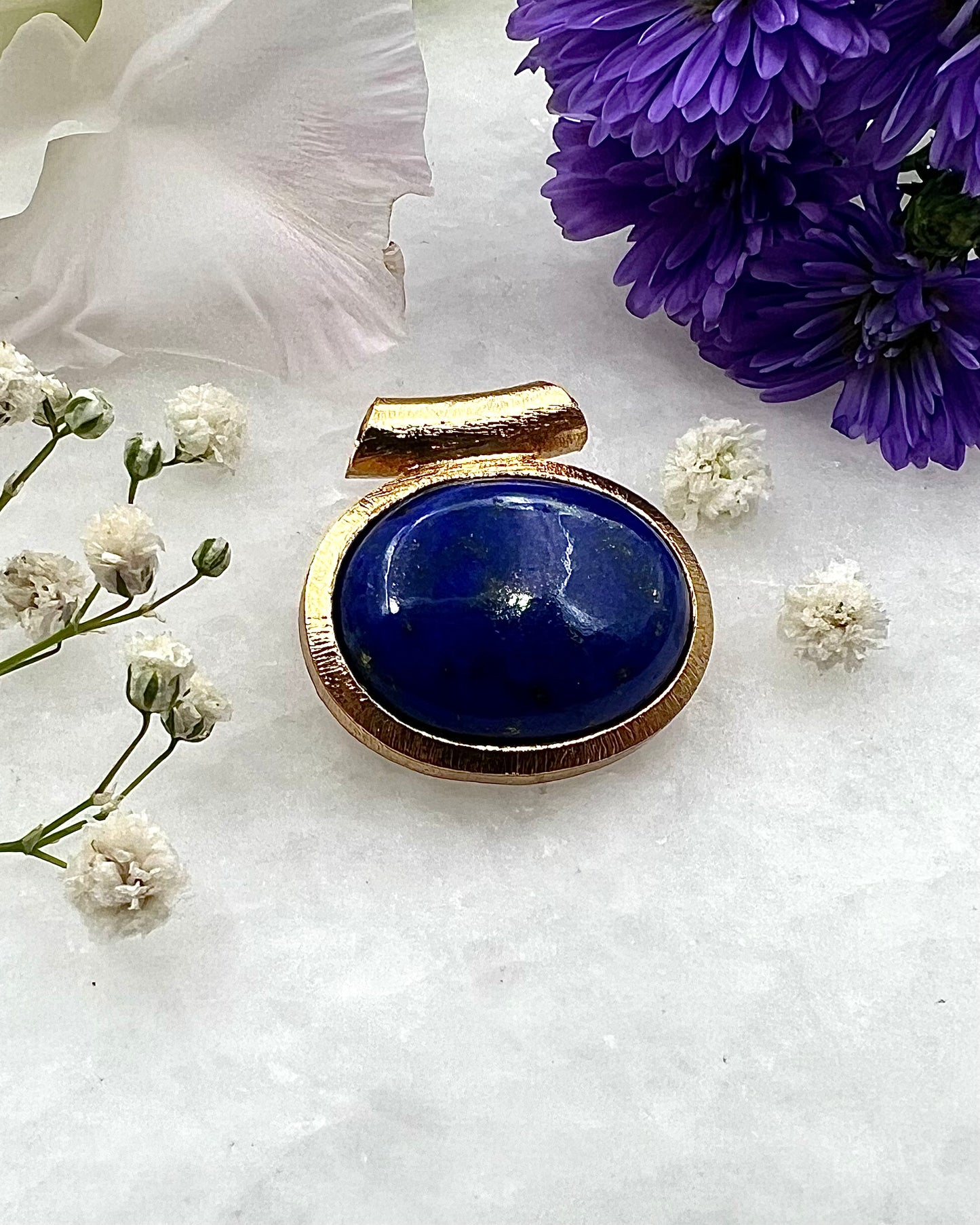 Lapis Lazuli in .750 1-1.5 Micron Gold Plating over .925 Silver