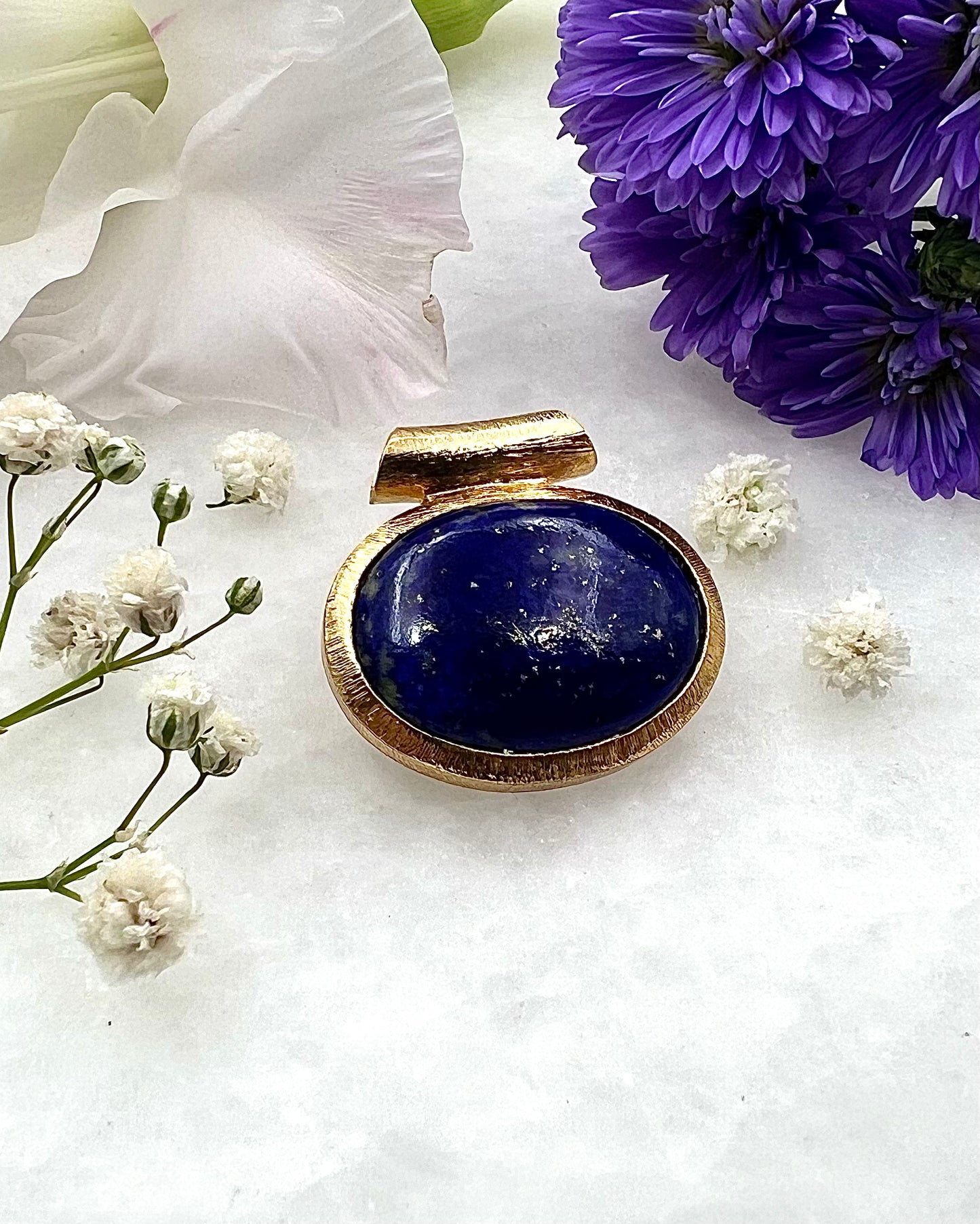 Lapis Lazuli in .750 1-1.5 Micron Gold Plating over .925 Silver