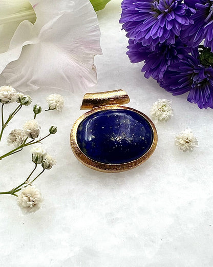 Lapis Lazuli in .750 1-1.5 Micron Gold Plating over .925 Silver