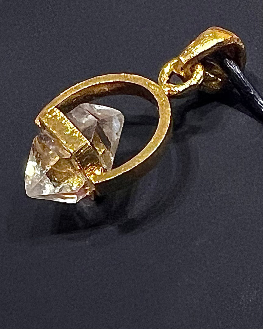 Herkimer Diamond in .750 1-1.5 Micron Gold Plating over .925 Silver
